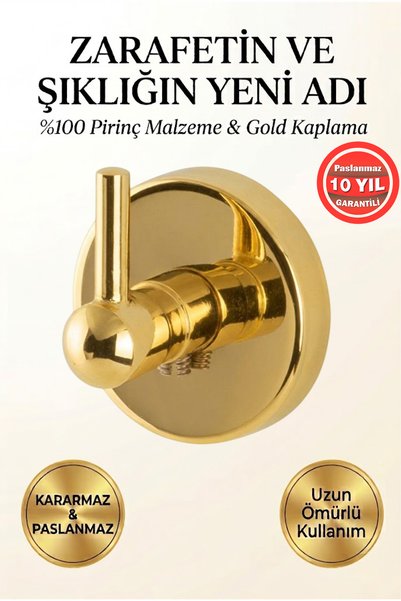 BanyomHome Stainless Steel Single Robe Hook Bathroom Hanger, Gold Color.
