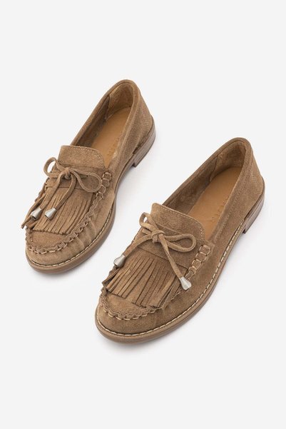 Marjin Kadın Hakiki Deri Püsküllü Fiyonklu Makosen Vardola Loafer Günlük Ayak...