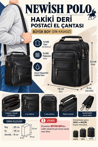 NEWFULL Genuine Leather Postman Clutch Bag Vertical Large-Caseless Model