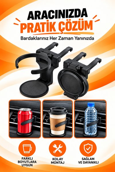 Morpanya Araç İçi Bardak Tutucu Katlanabilir Oto İçecek ve Su Şişesi Standı