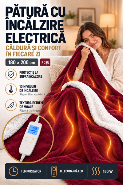 Regal Bliss Patura cu incalzire electrica Regal Bliss, protectie impotriva su...