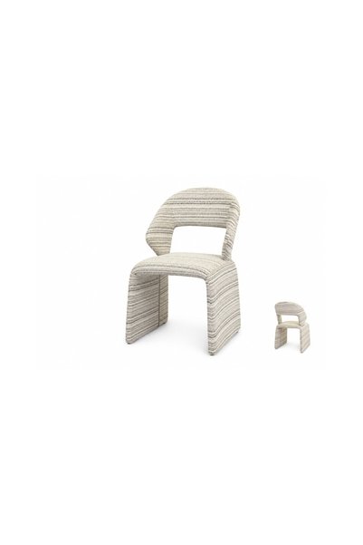 IN HOME STORE كرسي سفرة عصري بتصميم منحني وقماش مقلم