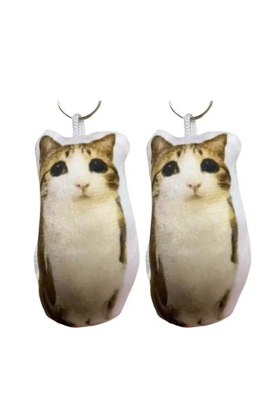 Choice 2PCS Creative Meowl OMG Cute Cat Plush Keychain Plush Charm with Sound...