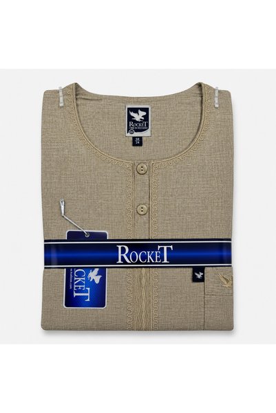 Generic Brand High-End Linen Shirt Half Sleeve Embroidered Rocket Width (26) ...