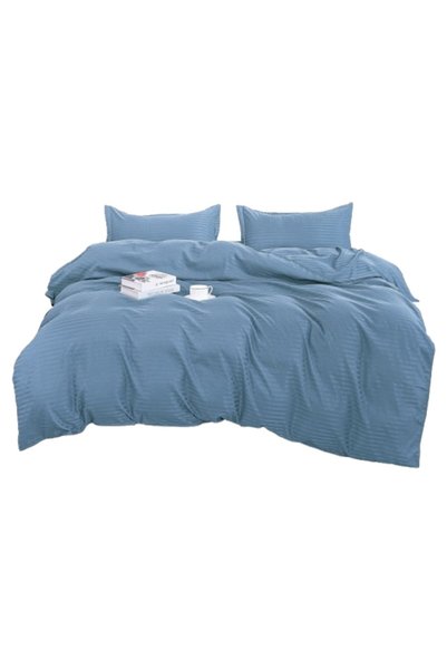 OEM Lenjerie de pat dublă, cearșaf cu elastic, damasc, 4 piese, pentru 2 pers...