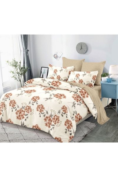 OEM Double bed linen, Finet, 6 pieces, 2 people, Beige Floral print, M1, 230x...