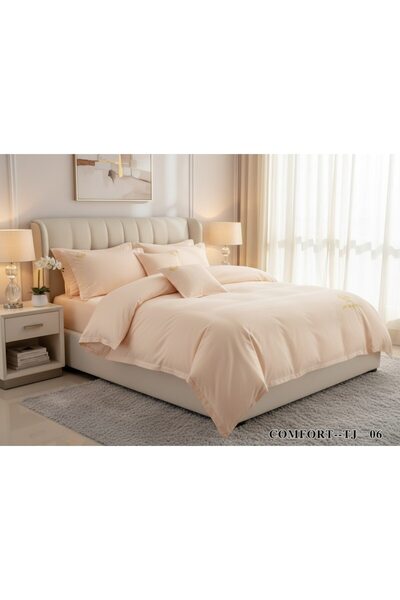 OEM Lenjerie de pat, 4 piese, 2 persoane, 230x250 cm, roz pal
