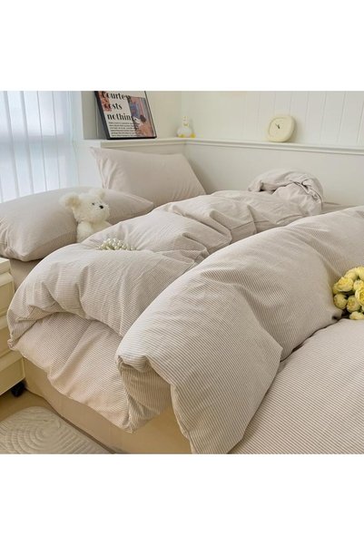 mixinni Quilt King Size Reversible Soft Cotton 3-Piece Beige Embroidery Patte...