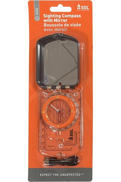 S.O.L. Survive Outdoors Longer Sighting Compass with Mirror - 0140-0030