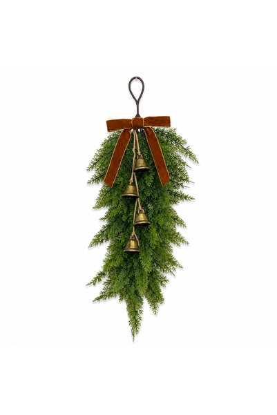 Choice 1PC Upgraded 24.19'' Artificial Norfolk Pine Hanging Wreath with Bows ...