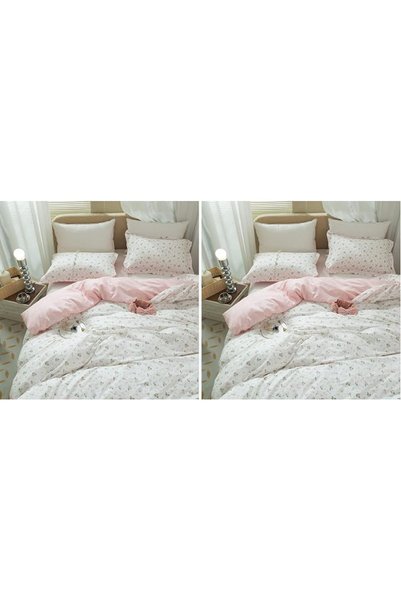 mixinni Quilt King Size Reversible Soft Cotton 3-Piece Beige Embroidery Patte...