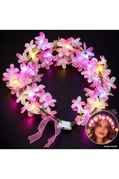 EKSPRESS 3 Modlu Işıklı Çiçekli Taç (232832) – Pembe