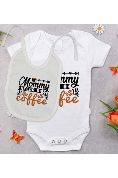 Bk Gift مجموعة هدايا "بي كي كيدز" تتضمن بدلة أطفال بتصميم "أمي تحتاج إلى قهوة...