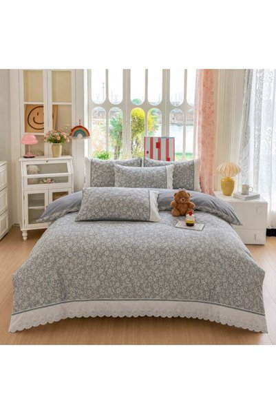 JOJO HOME Lenjerie de pat pentru pat dublu, cearșaf cu elastic, Jojo Home, bu...