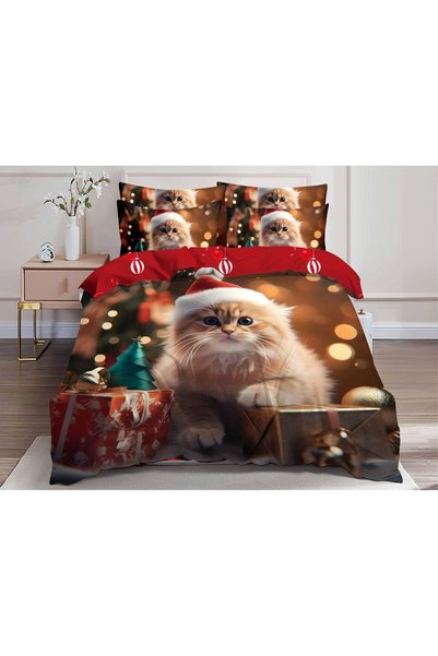 OEM Double Bed Linen Set, 3D Christmas model, 6 pieces, Finet Cotton, Bed She...