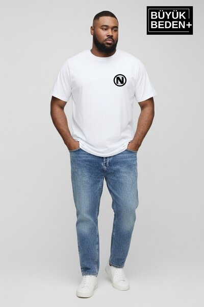 Superlife Tricou pentru bărbați, mărime mare, cu imprimeu N, 3xl-6xl, cu gât ...