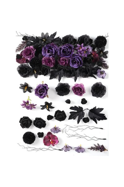 Choice 25Pcs Black Purple 25Pcs Black Purple Artificial Flower Heads Rose Orc...