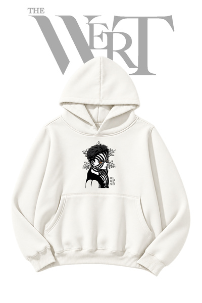 THEWERT Akaza Pre-Printed White Hooded Sweatshirt (2-Ply)