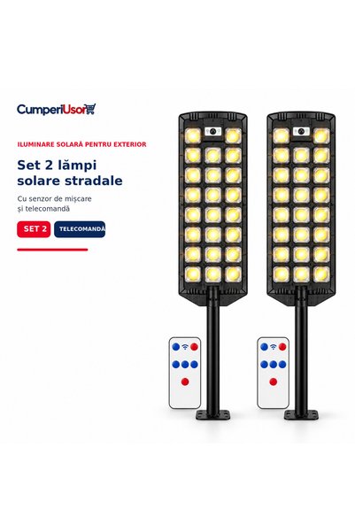 CUMPERIUSOR Set of 2 street solar lamps with motion sensor and remote control