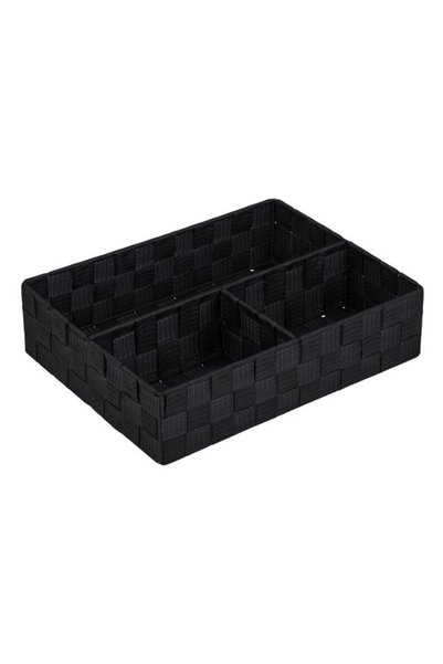 SHOPIENS Cos pentru organizare negru tip ratan metalic cu 3 compartimente 32x...