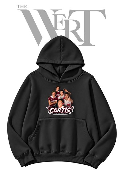 THEWERT Cortis Pre-Printed Black Hooded Sweatshirt (2-Ply)