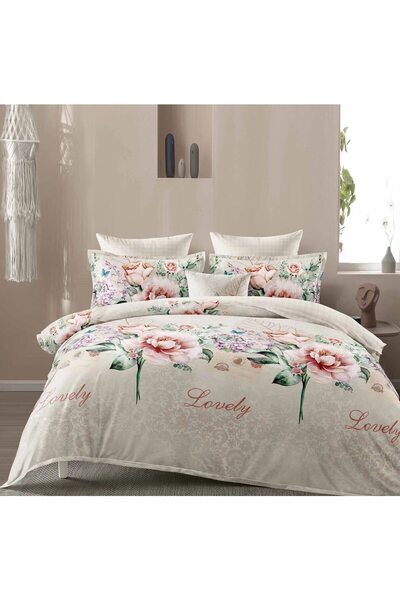 OEM Bed linen, 6 pieces, 2 people, 220x240 cm, floral print, multicolor M1