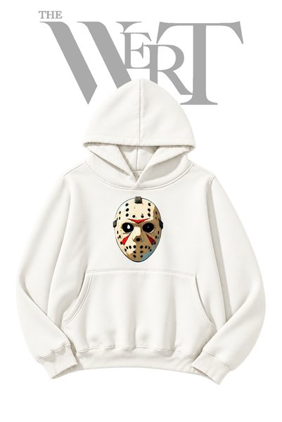 THEWERT Jason Mask Pre-Printed White Hooded Sweatshirt (2-Ply)
