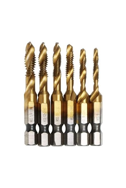X SPRING Drill Tap, Titanium Drill Bit Set 6-Pack with SAE 6-32NC 8-32NC 10-2...