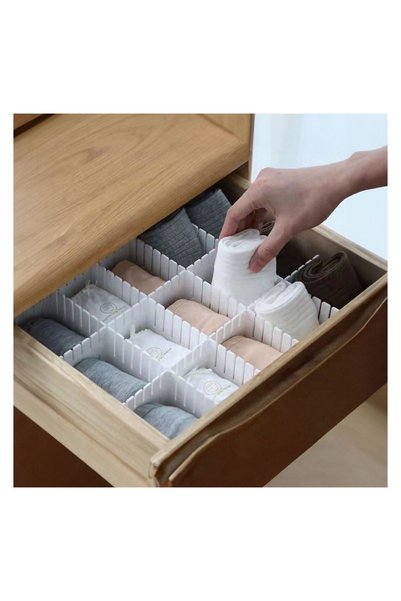 Home Separatoare Sertare din Plastic Alb 49 x 14 cm, Set 4 buc., Organizare M...