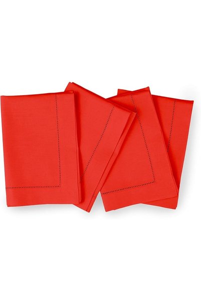 Solino Home Hemstitch Cotton Linen Placemats - 14 x 19 Inch, Set of 4 - Natur...
