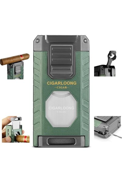 CIGARLOONG ولاعة سيجار متعددة الاستخدامات (6 في 1)، ولاعة غاز قابلة لإعادة ال...