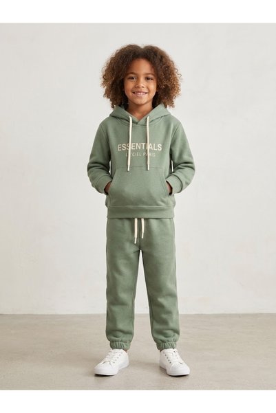 La ciel Paris Girls' Green Hoodie (Top and Bottom)