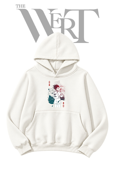 THEWERT Gon Freecss Unprinted White Hooded Sweatshirt (2-Ply)