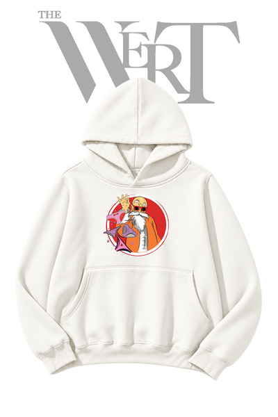 THEWERT Master Roshi Pre-Printed White Hooded Sweatshirt (2-Ply)