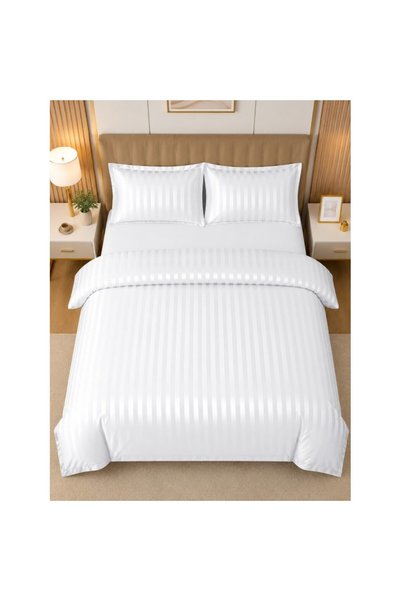 OEM Lenjerie de pat pentru pat dublu, cearșaf cu elastic, 4 piese, damasc fin...