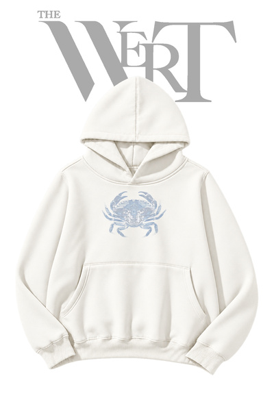 THEWERT Crab Xray Pre-Printed White Hooded Sweatshirt (2-Ply)
