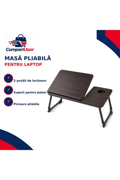 CUMPERIUSOR Foldable laptop table, 5 positions and cup holder