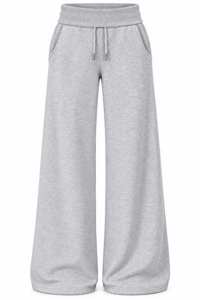 Mad&Calf Women's Fleece-Lined, Curved-Waist, Wide-Leg Sweatpants