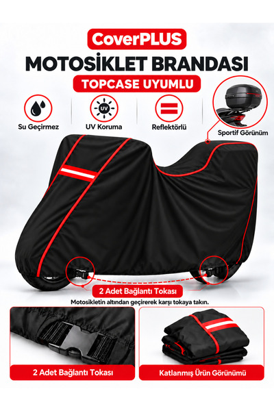 CoverPlus غطاء خلفي متوافق مع حقيبة "موتولوكس أفريكا وولف" (أسود-أحمر مع خطوط...