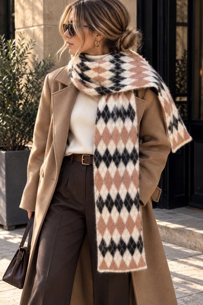 laviyonsa Ultra Soft Winter Scarf with a Diamond Pattern