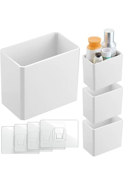 NALACAL Adhesive Wall Mounted Plastic Storage Organizer, Floating Shelves Wal...