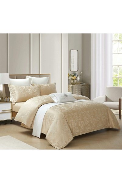 OEM Lenjerie de pat pentru pat dublu, cu elastic, jacquard de lux, 4 piese, p...
