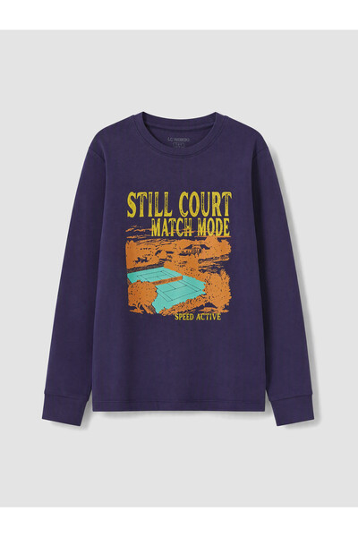 LC Waikiki NEVAVM-Exclusive Navy Blue Printed Boys' T-Shirt