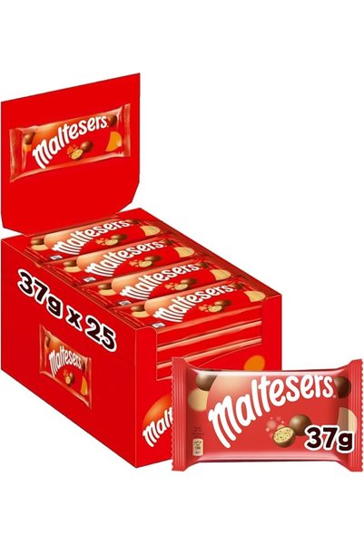 Maltesers عبوة شوكولاتة مالتيزر، تحتوي على 25 قطعة، كل قطعة بوزن 37 جرامًا، ش...