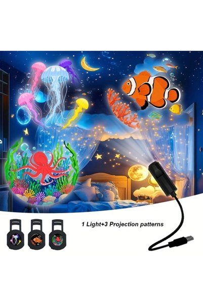 Choice جهاز عرض ضوئي LED يعمل بمنفذ USB، مقاس A5، يعرض 3/6 أنماط مختلفة - يمك...