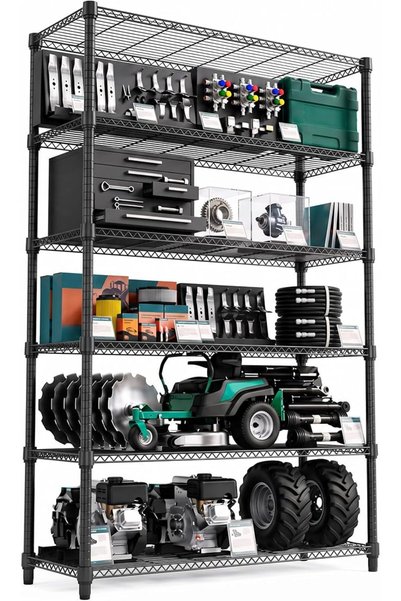 GENERAL MZG 5-Shelf Adjustable Heavy-Duty Metal Wire Storage Rack, Standing H...