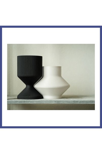 Generic Brand Set modern de două vaze decorative cu imprimeu 3D – Vază minima...