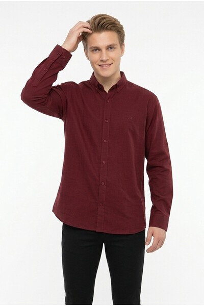 TARZIM SPOR GİYİM Men's Armure Fabric Bengaline Long-Sleeve Slim Fit Shirt