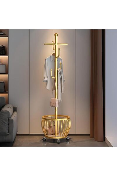Pecbase Cactus shaped Freestanding Metal Coat Rack Stand with Basket, Modern ...