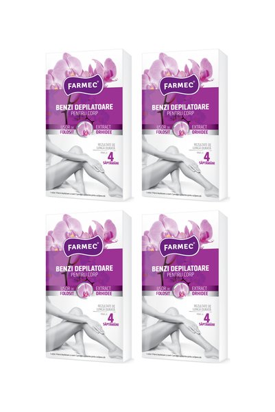 Farmec 4x PACK Body Hair Removal Strips with Orchid Extract, 14 Strips